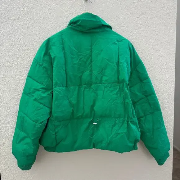 EUC Free People Green Slouchy Oversized Cropped Puffer Coat - Picture 6 of 7